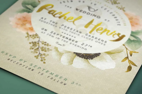 Kertas undangan dengan finishing glossy yang eksklusif